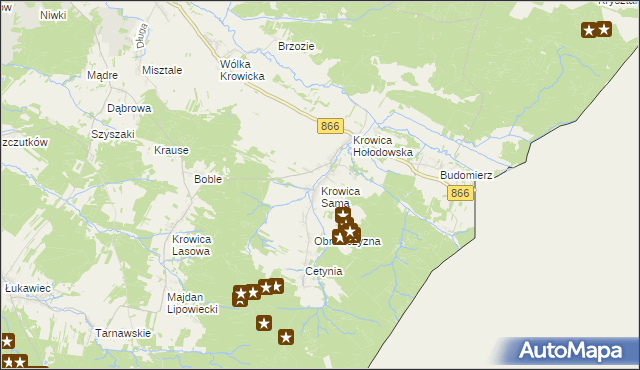 mapa Krowica Sama, Krowica Sama na mapie Targeo