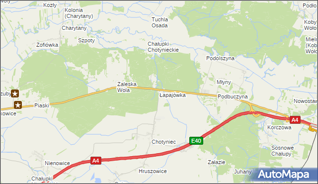 mapa Łapajówka gmina Radymno, Łapajówka gmina Radymno na mapie Targeo