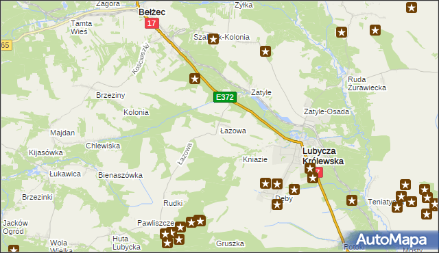 mapa Łazowa, Łazowa na mapie Targeo