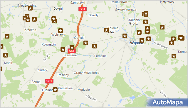 mapa Łempice gmina Wąsosz, Łempice gmina Wąsosz na mapie Targeo