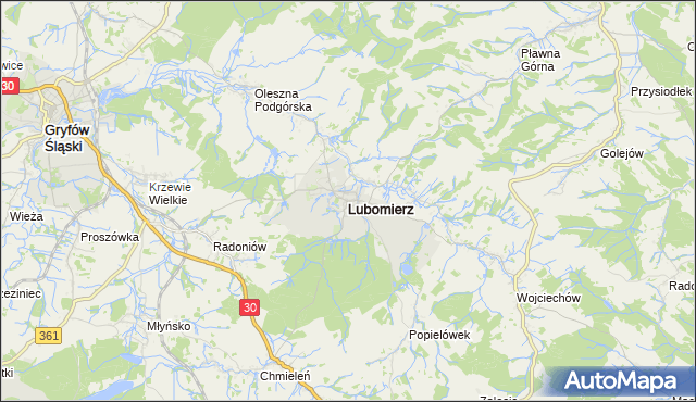 mapa Lubomierz powiat lwówecki, Lubomierz powiat lwówecki na mapie Targeo