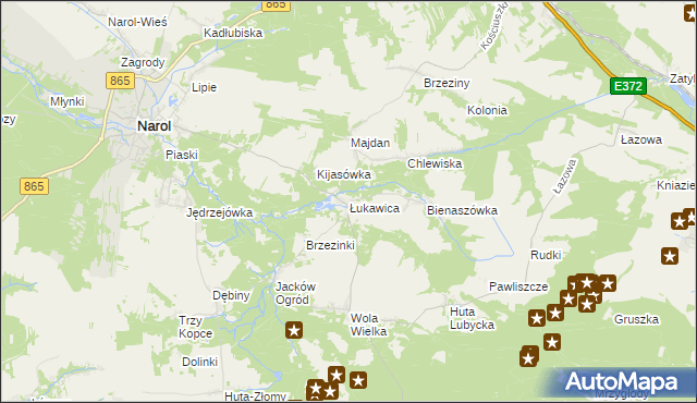 mapa Łukawica gmina Narol, Łukawica gmina Narol na mapie Targeo