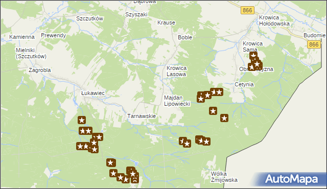 mapa Majdan Lipowiecki, Majdan Lipowiecki na mapie Targeo