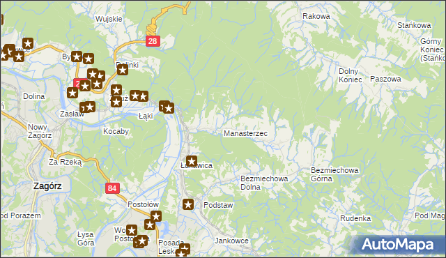 mapa Manasterzec, Manasterzec na mapie Targeo