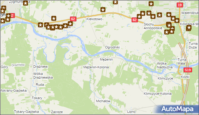 mapa Mężenin gmina Platerów, Mężenin gmina Platerów na mapie Targeo