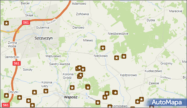 mapa Niećkowo, Niećkowo na mapie Targeo