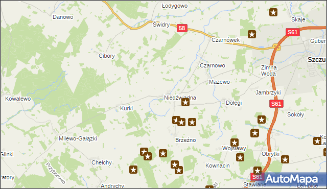 mapa Niedźwiadna, Niedźwiadna na mapie Targeo