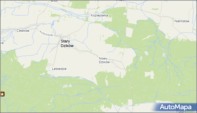 mapa Nowy Dzików, Nowy Dzików na mapie Targeo