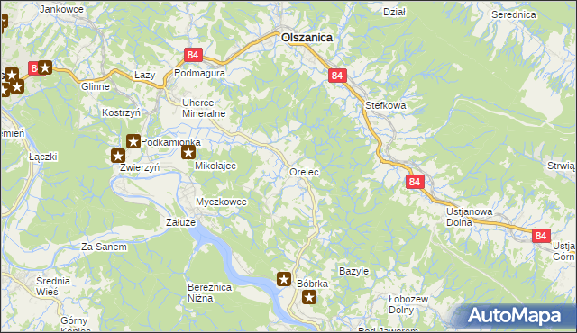 mapa Orelec, Orelec na mapie Targeo