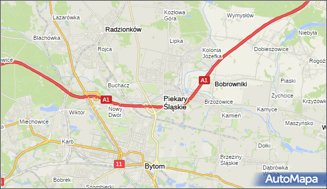 mapa Piekary Śląskie, Piekary Śląskie na mapie Targeo