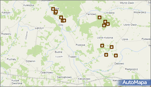 mapa Podosie gmina Miastkowo, Podosie gmina Miastkowo na mapie Targeo