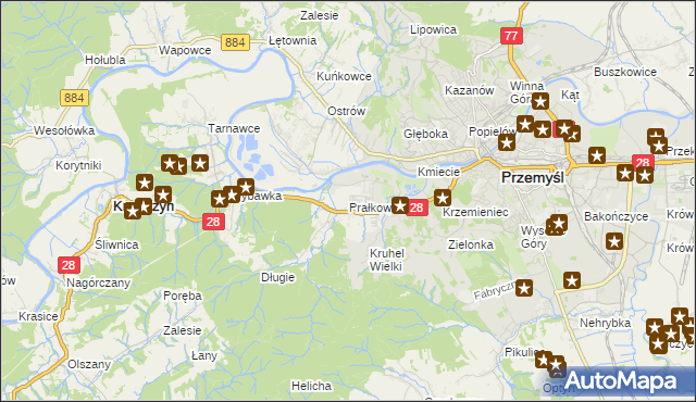 mapa Prałkowce, Prałkowce na mapie Targeo