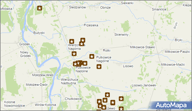 mapa Putkowice Nagórne, Putkowice Nagórne na mapie Targeo