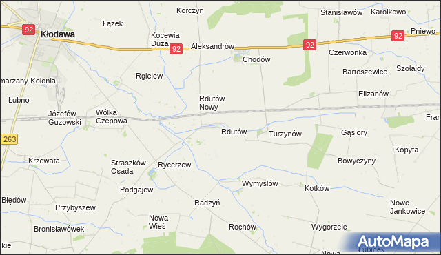 mapa Rdutów gmina Chodów, Rdutów gmina Chodów na mapie Targeo