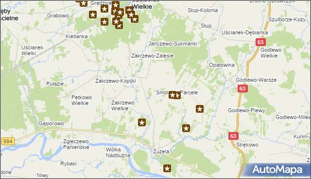 mapa Smolewo-Parcele, Smolewo-Parcele na mapie Targeo