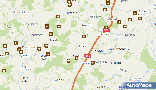 mapa Surały, Surały na mapie Targeo