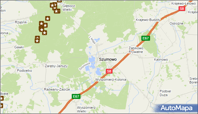 mapa Szumowo powiat zambrowski, Szumowo powiat zambrowski na mapie Targeo