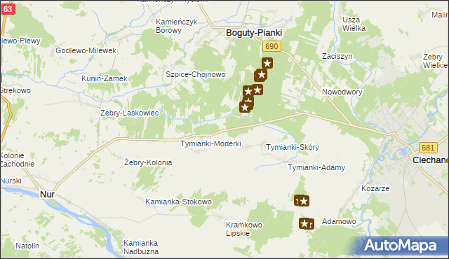 mapa Tymianki-Szklarze, Tymianki-Szklarze na mapie Targeo