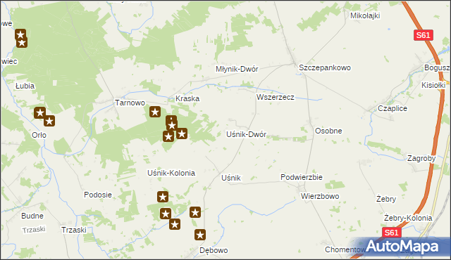 mapa Uśnik-Dwór, Uśnik-Dwór na mapie Targeo