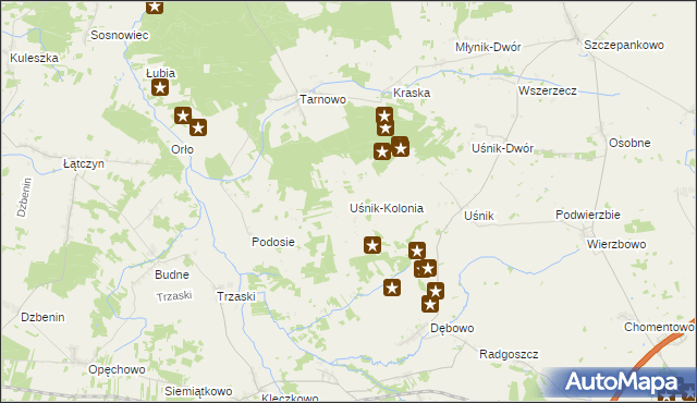 mapa Uśnik-Kolonia, Uśnik-Kolonia na mapie Targeo