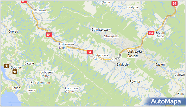 mapa Ustjanowa Górna, Ustjanowa Górna na mapie Targeo