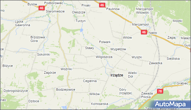 mapa Wilgoszcza, Wilgoszcza na mapie Targeo