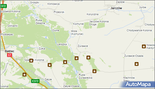 mapa Żurawce, Żurawce na mapie Targeo