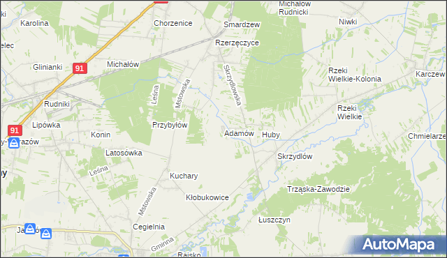 mapa Adamów gmina Kłomnice, Adamów gmina Kłomnice na mapie Targeo