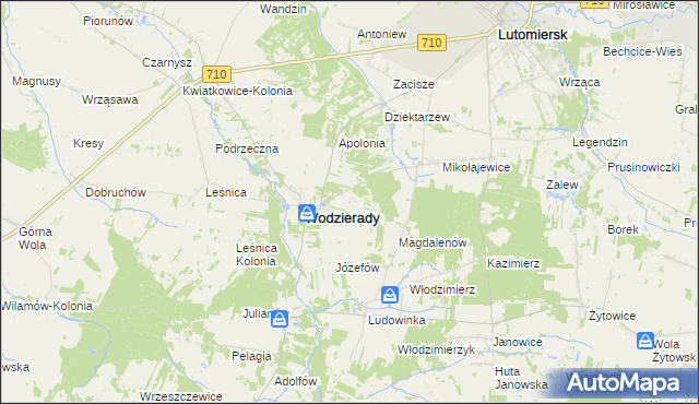 mapa Alfonsów gmina Wodzierady, Alfonsów gmina Wodzierady na mapie Targeo