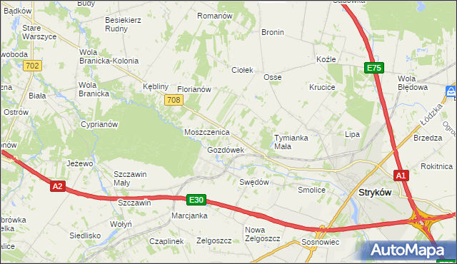 mapa Anielin Swędowski, Anielin Swędowski na mapie Targeo