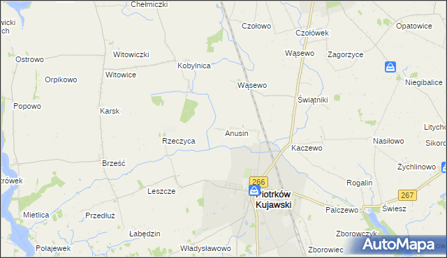 mapa Anusin gmina Piotrków Kujawski, Anusin gmina Piotrków Kujawski na mapie Targeo