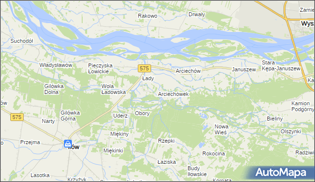 mapa Arciechówek, Arciechówek na mapie Targeo