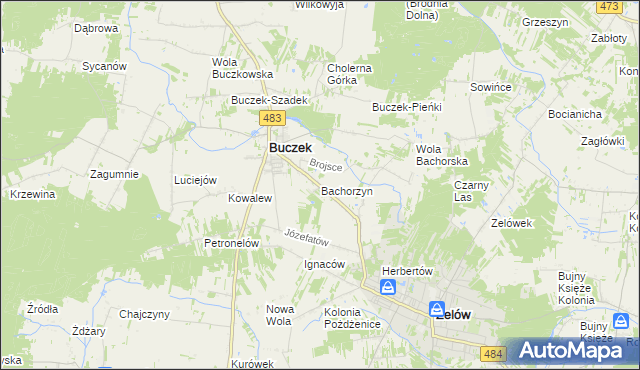 mapa Bachorzyn, Bachorzyn na mapie Targeo
