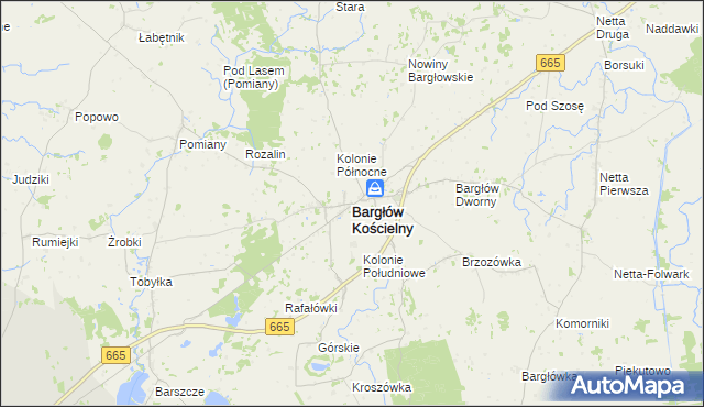 mapa Bargłów Kościelny, Bargłów Kościelny na mapie Targeo