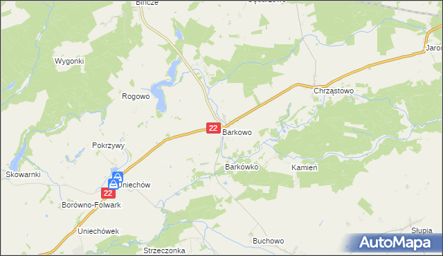 mapa Barkowo gmina Człuchów, Barkowo gmina Człuchów na mapie Targeo