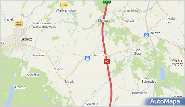 mapa Barłożno, Barłożno na mapie Targeo