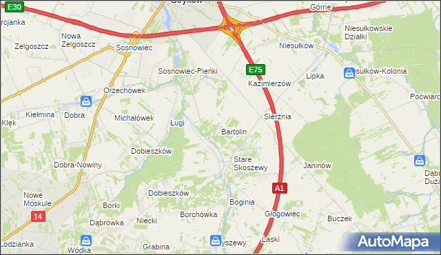 mapa Bartolin, Bartolin na mapie Targeo