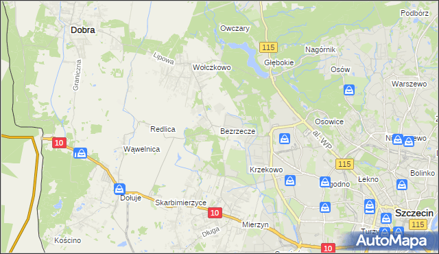 mapa Bezrzecze, Bezrzecze na mapie Targeo