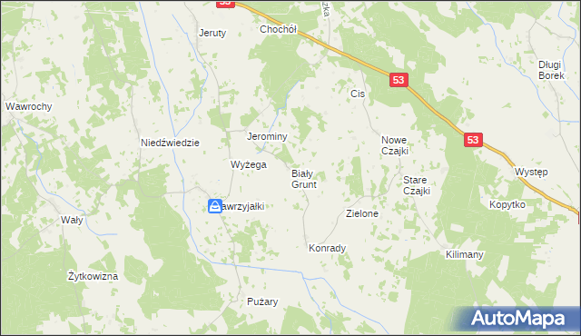 mapa Biały Grunt, Biały Grunt na mapie Targeo