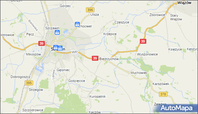 mapa Biedrzychów gmina Strzelin, Biedrzychów gmina Strzelin na mapie Targeo