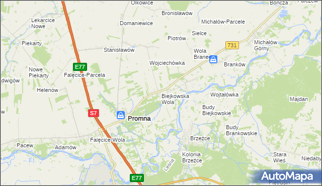 mapa Biejkowska Wola, Biejkowska Wola na mapie Targeo