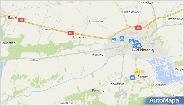 mapa Bielawy gmina Nakło nad Notecią, Bielawy gmina Nakło nad Notecią na mapie Targeo