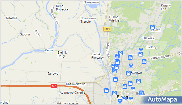 mapa Bielnik Pierwszy, Bielnik Pierwszy na mapie Targeo