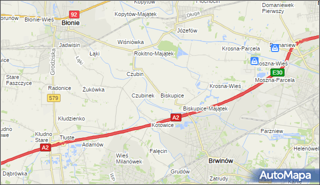 mapa Biskupice gmina Brwinów, Biskupice gmina Brwinów na mapie Targeo