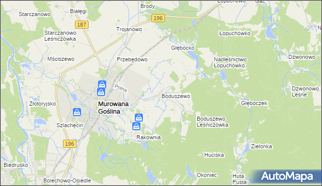 mapa Boduszewo, Boduszewo na mapie Targeo