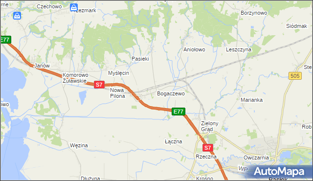 mapa Bogaczewo gmina Elbląg, Bogaczewo gmina Elbląg na mapie Targeo