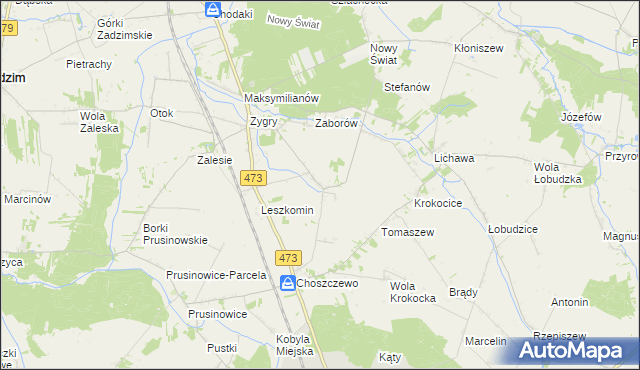 mapa Bogucice gmina Zadzim, Bogucice gmina Zadzim na mapie Targeo