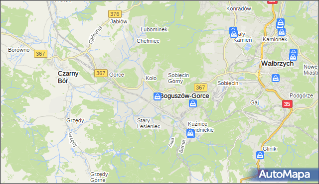 mapa Boguszów-Gorce, Boguszów-Gorce na mapie Targeo