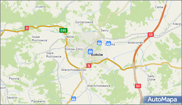 mapa Bolków powiat jaworski, Bolków powiat jaworski na mapie Targeo