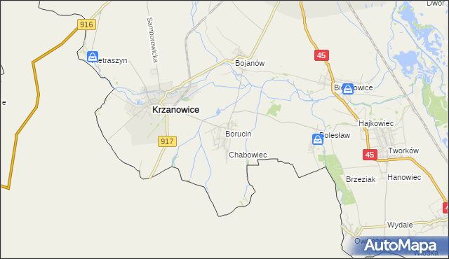 mapa Borucin gmina Krzanowice, Borucin gmina Krzanowice na mapie Targeo